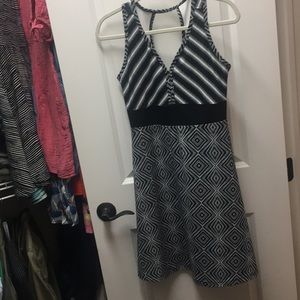 Marmot geo patterned cutout back dress.